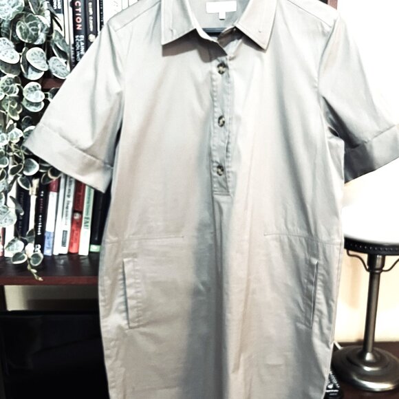 Lafayette 148 New York NWOT Knee-Length Grey/Taupe Dress SZ M - Picture 2 of 12